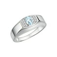 thumbnail image 4 of Rylos 14K White Gold Classic 6X4MM Oval Aquamarine & Sparkling Diamond Ring - Birthstone Jewelry for Men -Size 8, 4 of 8
