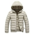 thumbnail image 1 of Ceisia Men's Thickened Solid Color Detachable Cap Gift Zipper Cardigan Hooded Zipper Pocket Winter Warm Jacket Coat Long Sleeve Parkas Features:, 1 of 5
