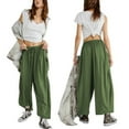 thumbnail image 7 of Women's Casual Loose Comfortable Wide Leg Pants Yoga Sweatpants Comfortable Home Sports Casual Pants Dark Green  X-Large, 7 of 7