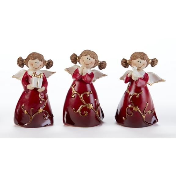 Delton 4.2" Red Porcelain Angel Girl Figurine, 3 Assorted