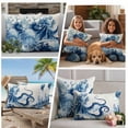 thumbnail image 5 of Blue Jellyfish Coastal Outdoor Waterproof Pillow Covers, Nautical Octopus Summer Ocean Decorative Square Throw Pillowcase Sofa Cushion Sham for Patio/Couch/Chair, 24"x24" 2 Pack, 5 of 8