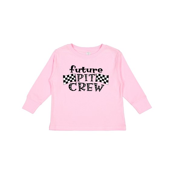 Inktastic Future Pit Crew Racing Flags Boys or Girls Long Sleeve Toddler T-Shirt