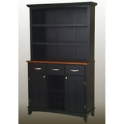 Home Styles Large Buffet with Open Hutch, Black with Cottage Oak Top