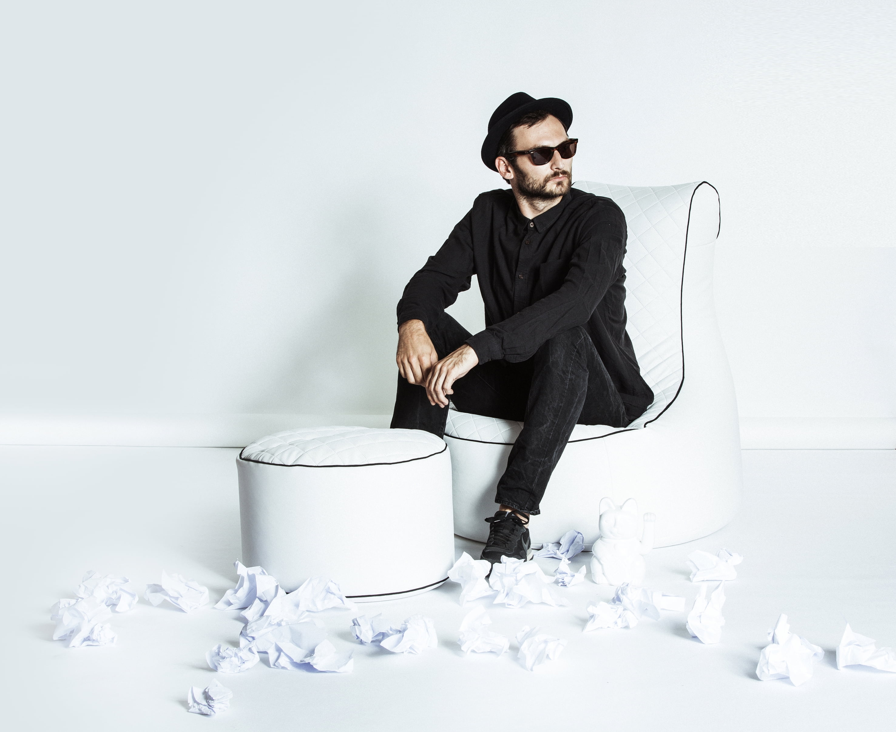 Pouf ottoman Dotcom Modo Tap de Sitting Point en blanc