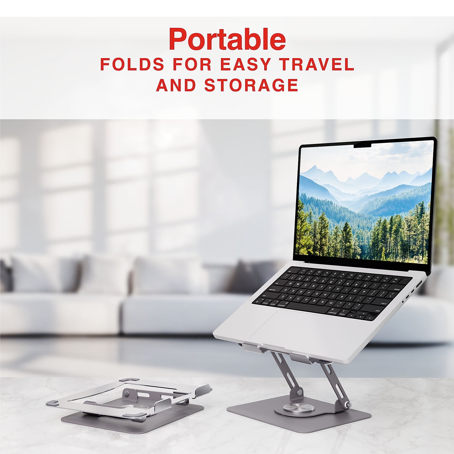 Staples TECH 10" x 8.7" Steel Adjustable Laptop Stand Silver (ST62820-CC)