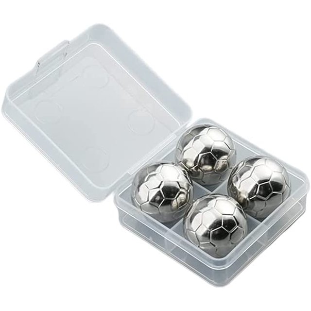 Cubes de Glace de Football, Forme de Ballon de Football Roches de Refroidissement de Whisky en Acier Inoxydable Glaçons Réutilisables pour le Refroidissement des Boissons à Base de Vin
