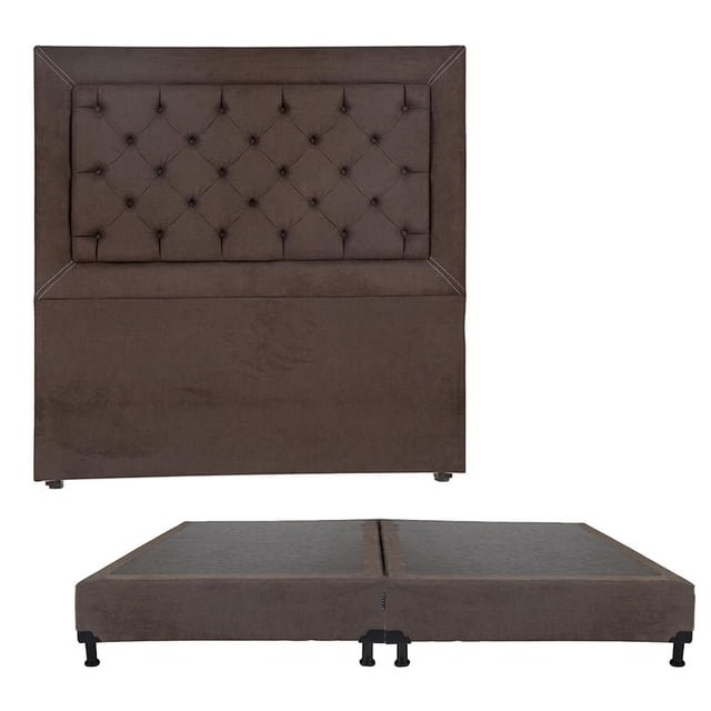 Box Base Cama King Size + Cabecera Mary Chocolate Dicasa Bless