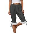 thumbnail image 6 of Hzzrkos Women Casual Fashion Solid Color Elastic‑Waist Loose Capri Pants With Pockets Relaxed‑Fit Trousers for Daily‑wear Home Outdoor Travelling, 6 of 9