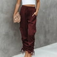 thumbnail image 6 of Plebaso Womens Jogger Pants Solid Color Elastic Waist Side Drawstring Cinch Bottom Sweatpants Ladies Casual Loose Trousers, 6 of 7
