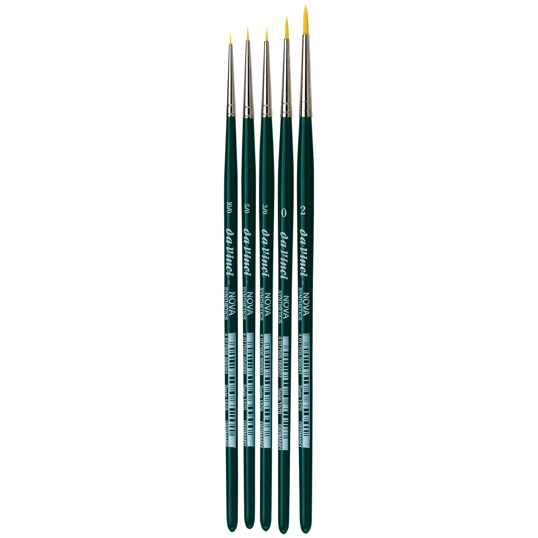 da Vinci NOVA Miniature Brushes, Synthetic, All Paint Types, Round, Assorted, 5 Brush Set