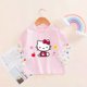 thumbnail image 3 of Camiseta de manga larga de verano para niñas de Hello Kitty, camisetas falsas de dos piezas de estilo extranjero para bebés, camisetas con protección solar para niños, ropa para niños, 3 of 4