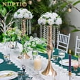 thumbnail image 3 of Nuptio 21.3in/54cm 2pcs Tall Crystal Gold Metal Vase Flower Stand Holder Table Centerpiece Decor,  Elegant Flower Wedding Anniversary Ceremony Party Hotel Decor, 3 of 9