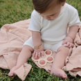thumbnail image 2 of Mushie Flower Press Teething Toy - Lilac/Daffodil/Ivory, 2 of 2