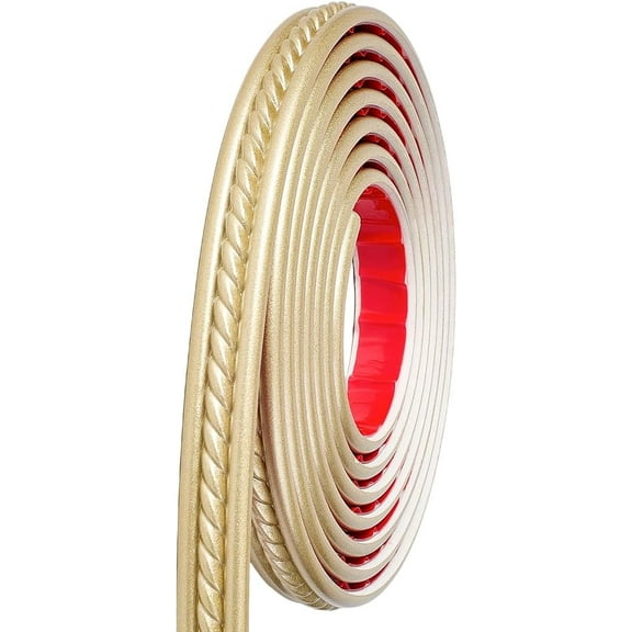 Peel and Stick Molding Trim Self Adhesive Flexible Wall Trim Molding 3D Strip for Wall Panels Picture Mirror Frame Border Edge Corner Ceiling Wallpaper Decor Champagne Gold 9.48Ft/3M