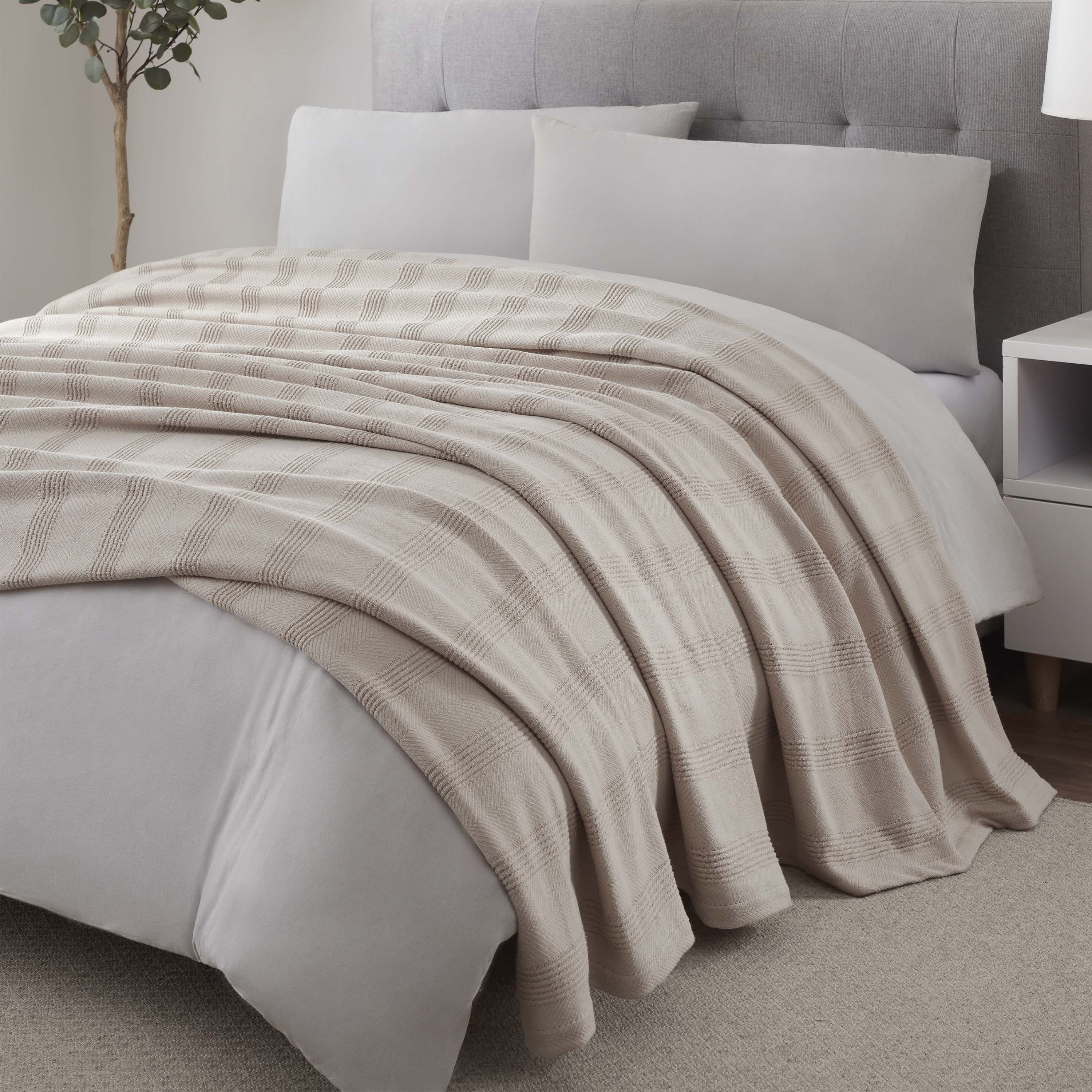 Lightweight Breathable 100% Cotton Knit Blanket – All-Season Bed Blanket – Twin Size – Mink