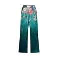 thumbnail image 4 of Virmaxy Womens Straight-Leg Capris Pants Fall Hemp Print Loose Fashion Drawstring Trousers Seven-Quarter Trousers Long Trousers Multicolor-N M, 4 of 5