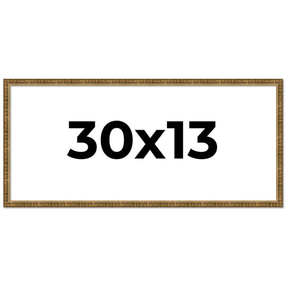 30x13 Frame Gold Solid Wood Picture Frame - Complete Modern Photo Frame Includes UV Acrylic