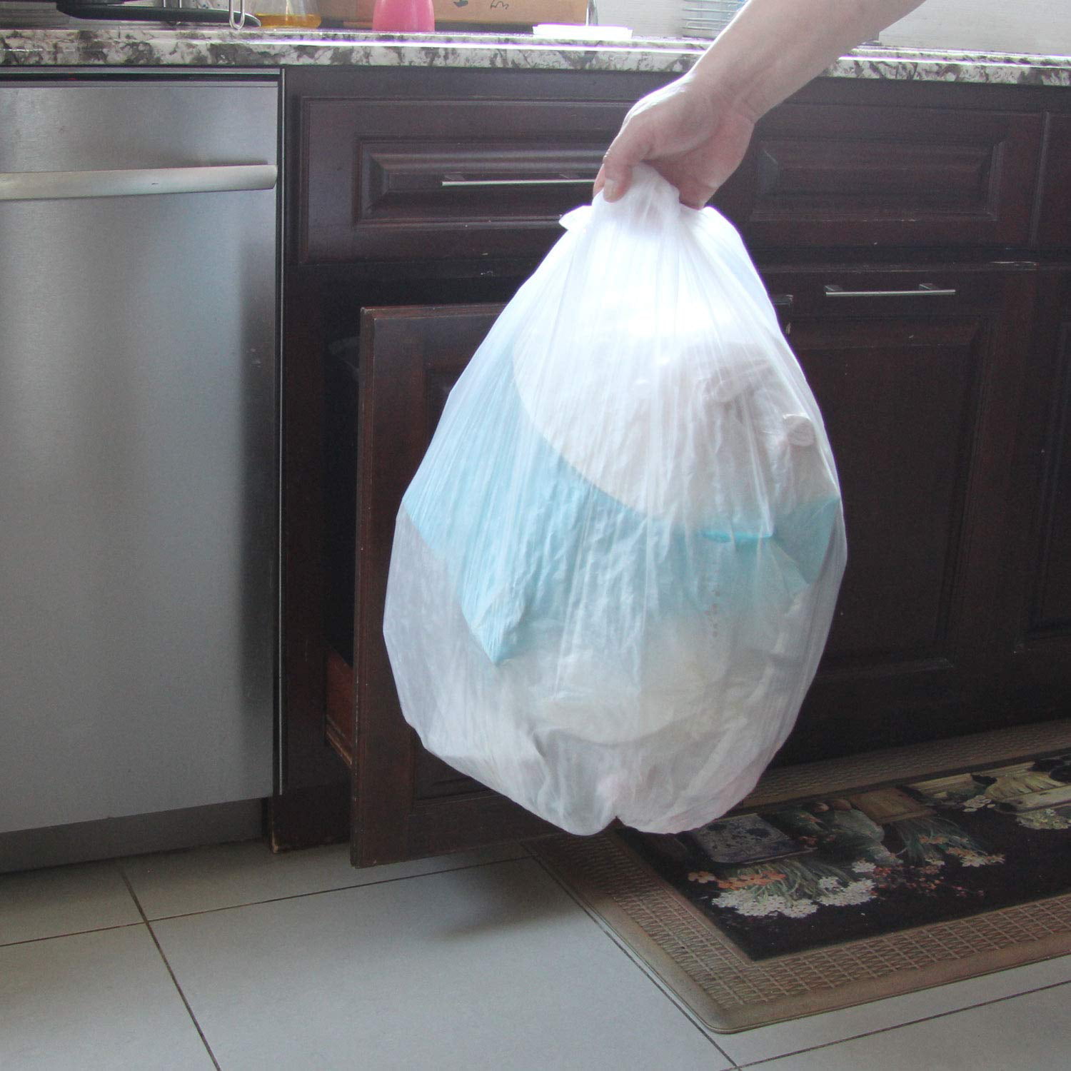 Plasticplace 14 Gallon Clear Recycling Trash Bags │ 1.2 Mil Garbage Can  Liners │ 21x16x27'' (200 Count)