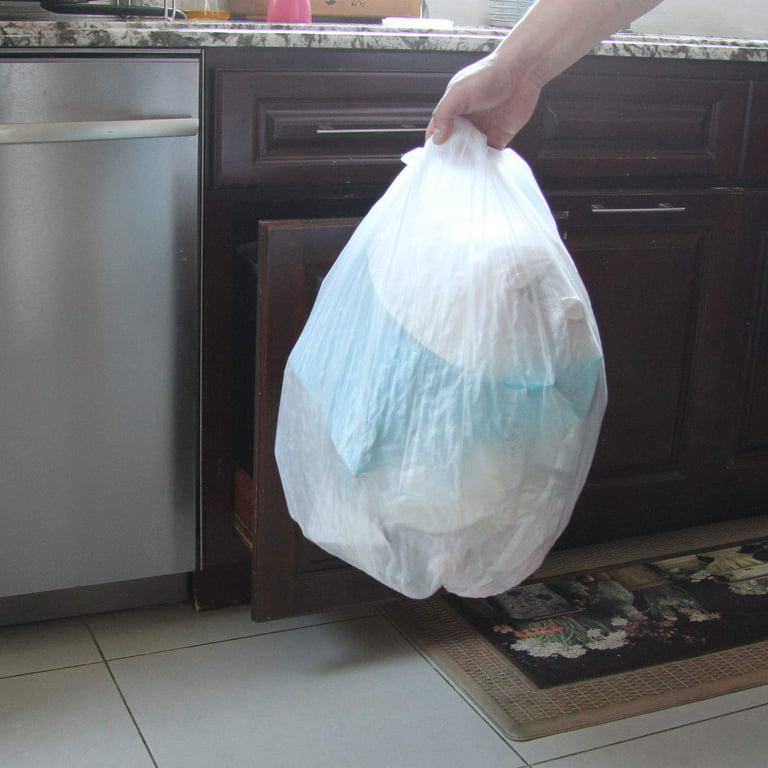 [200 Pack] 15 Gallon Trash Can Bags | Small Clear Garbage Bin Liners | High Density, Leak-Proof Waste Basket Bags | Best for Bathroom, Bedroom, Office