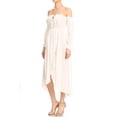 thumbnail image 3 of Womens Casual Boho Long Sleeve Off Shoulder Renaissance Peasant Dress X-Large Off-white, 3 of 5