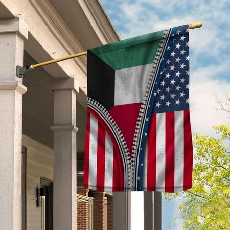 USA Zipper Flag Heritage Show Kuwaiti Kuwait House Flag, Double-Sided Outdoor Yard Decor 29.5 x 39.5 Inch
