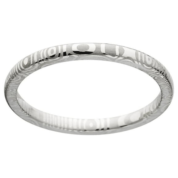 2mm Half Round Damascus Steel Ring