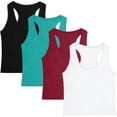 thumbnail image 4 of XINQIHANG 4 Pieces Women's Crop Tops Cotton Basic Tank Tops Racerback Sleeveless Sports Workout Crop Tank Tops, 4 of 4