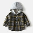 thumbnail image 2 of FYDUU Boys Casual Plaid Long Sleeve Hooded Shirt Jacket Stylish Kids Tops Children's Soft Button Down Shirt Jacket Top Fall Winter Clothes Vintage Hallowmas, 2 of 5