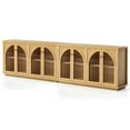 thumbnail image 2 of EYYTHUNG Storage Cabinet Set of 2, Arched Sideboard Buffet Cabinet Accent Display with Acrylic Door, Natural Oak, 2 of 8
