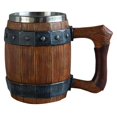 thumbnail image 2 of Wooden Barrel Mug Large Capacity Stainless Steel Tankard Unique Drinking Cup For Pub/Home Use Coffee Mugs Set with Rack Goblets Glassware Vintage Insulated Cups Vacuum Insulated Mug Ceramic Mark Cup, 2 of 4