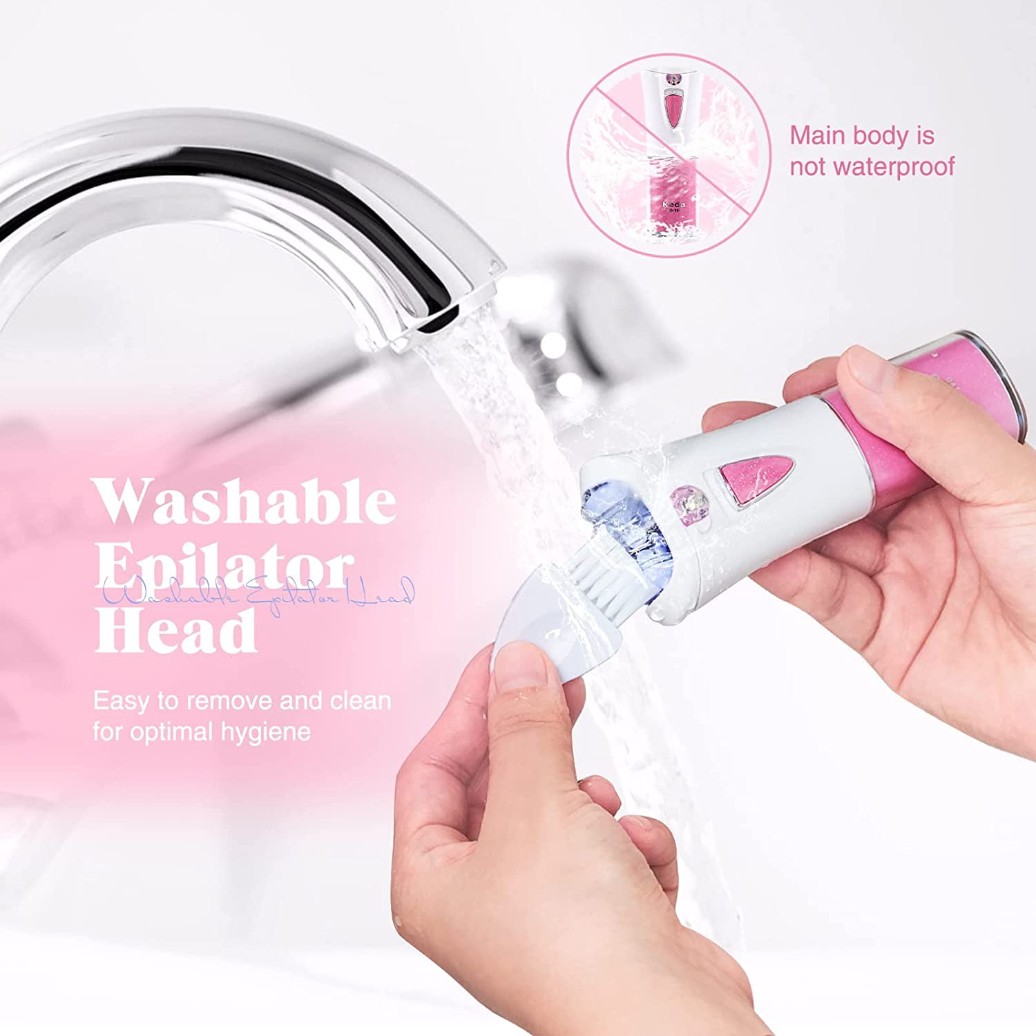 Epilator for Women, Portable Cordless Razor Facial Hair Shaver, Smooth Glide Epilator with LED for Face Legs Bikini, Facial Hair Mini Epilator for Body