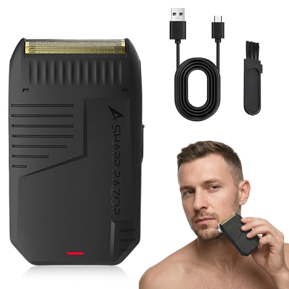 USB Rechargeable Cordless Electric Razor Suitable for Men - Professional Foil Shaver with USB, Cordless Beard & Sideburn Trimmer, Minimalist Black Shaver for Travel, - Hair Trimmer Gift for Him