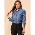 thumbnail image 4 of DARING DIVA Women's Dots Point Collar Chest Pockets Button Up Shirt XL Blue Floral, 4 of 6
