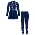 thumbnail image 3 of iiniim Girls 2Pcs Beach Surfing Bathing Suit Rashguard Swimsuit Kids Long Sleeve Swim Dress Pants Navy Blue 8, 3 of 7