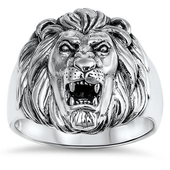 Men's Great Lion Roar King Mane Ring .925 Sterling Silver Band Jewelry Female Male Unisex Size 13