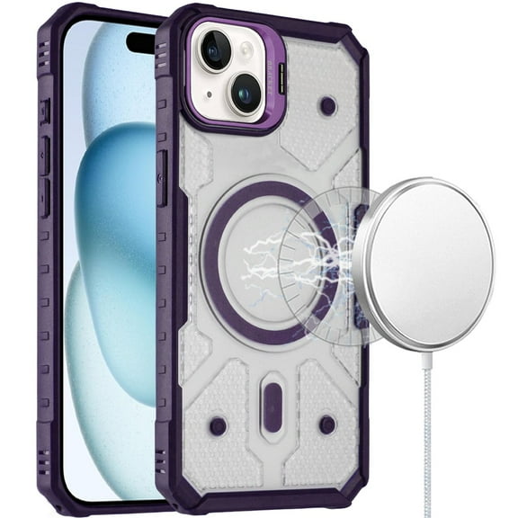 XPM for Apple iPhone 16 Pro Max Phone Case, Transparent Tough Dotted Magnetic Case with Camera Stand & Hybrid Grip Shockproof Cover for iPhone 16 Pro Max (Purple)