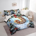 thumbnail image 4 of Manfei Kawaii Monogrammed J Bedding Comforter Set 7 Pieces for Kids, Winter Snowflake Full Bedding Set, Merry Christmas Reversible Fitted Sheet Flat Sheet, Breathable Home Decor, 4 of 8