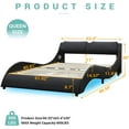 thumbnail image 2 of Queen Bed Frame Wave Like Curve Upholstered Platform Bed Frame with RGB Led Lights Underneath, Strong Wood Slats Support,Black, 2 of 12
