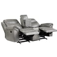 thumbnail image 3 of Max 80 Inch Dual Manual Recliner Loveseat- Cupholders- Gray Faux Leather, 3 of 6