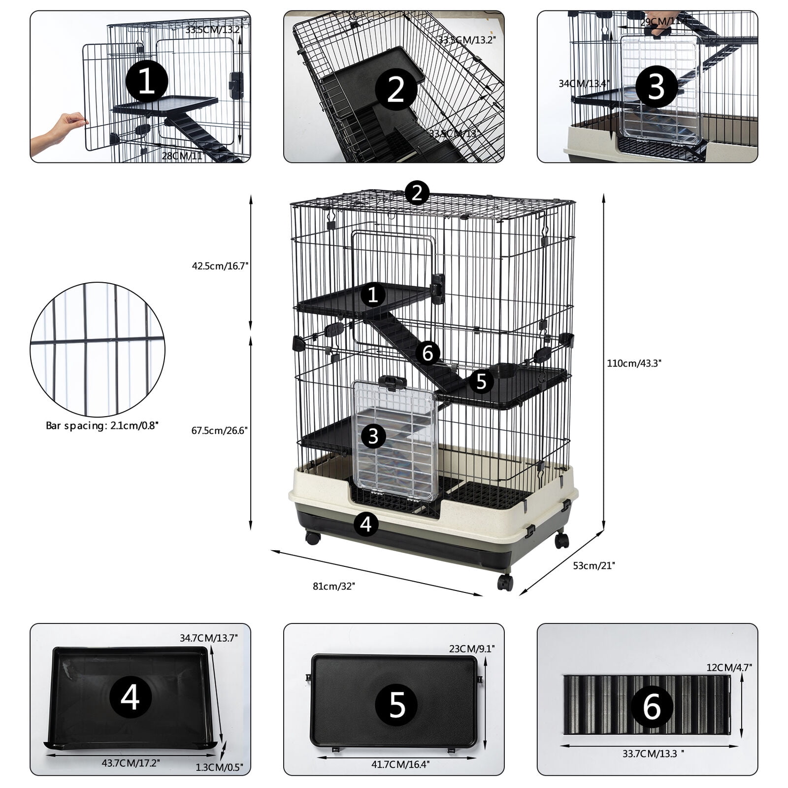 TOPCHANCES Large Ferret Cage Chinchilla Rabbit Hamster Guinea Pig House Small Pets Home