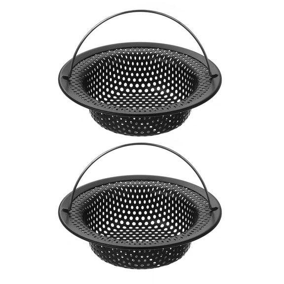 2Pcs Stainless Steel Kitchen Sink Strainer with Handle, 4.33" OD x 3.15" ID x 1.18" Depth for Most Kitchen Sink, Black