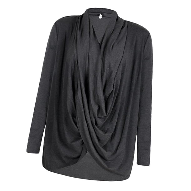 Tops con cuello en V drapeados y hundidos en parte dentera de manga para mujer Macarena Camisa de cuello irregular