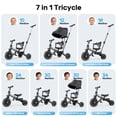 thumbnail image 4 of JoyStone 7 in 1 Folding Toddler Tricycle with Adjustable Canopy, Parental Control Handle, Detachable Backrest and Adjustable Seat and Handle, Push Tricycle Bike for 1-4 Year Old Boys and Girls, Black, 4 of 13