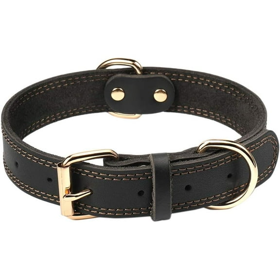 Genuine Leather Dog Collar, Heavy Duty Wide Dog Collar for Small,Medium, Large and Extra Large Dog