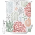 thumbnail image 2 of Red Sage Green Coastal Waterproof Fabric Shower Curtain,Summer Beach Coral Shell Starfish Waterproof Fabric Shower Curtain for Bathroom Curtains Bathtubs Shower Curtains with 12 Hooks Small 36x78in, 2 of 8