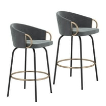 Contemporary Home Living Bucket Seat Counter Stool - 34.75" - Gray and Gold