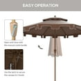 thumbnail image 5 of Patio Umbrellas Outsunny 9' Patio Umbrella with Push Button Tilt and Crank, Double Top Ruffled Outdoor Market Table Umbrella with 8 Ribs, for Garden, Deck, Pool, Brown,Market Umbrellas, 5 of 10