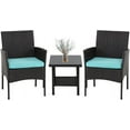 thumbnail image 2 of 3 Pieces Outdoor Patio Furniture Wicker Table and Chairs Set Bar Set with Cushioned Tempered Glass,Blue, 2 of 7