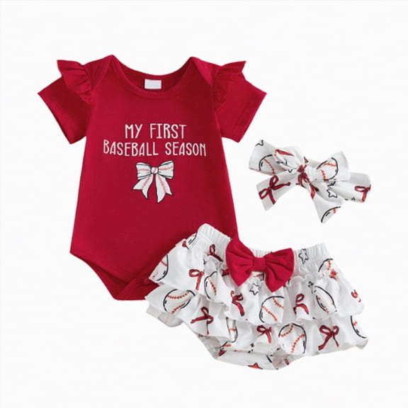 mgoYE Newborn Infant Baby Girl Clothes Romper Shorts Set Floral Summer Outfits Cute Baby Clothes Girl(Red,0-3 Months)