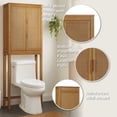 thumbnail image 3 of Teamson Home Hatteras Modern Over Toilet Storage Cabinet with Rattan Doors & Shelves, Bathroom Organizer with Solid Wood, 3 of 13